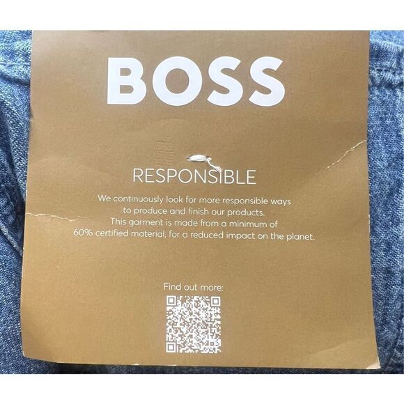 BOSS Scalloped Hem Denim Shorts in Blue NWT Size 28 - Picture 12 of 12